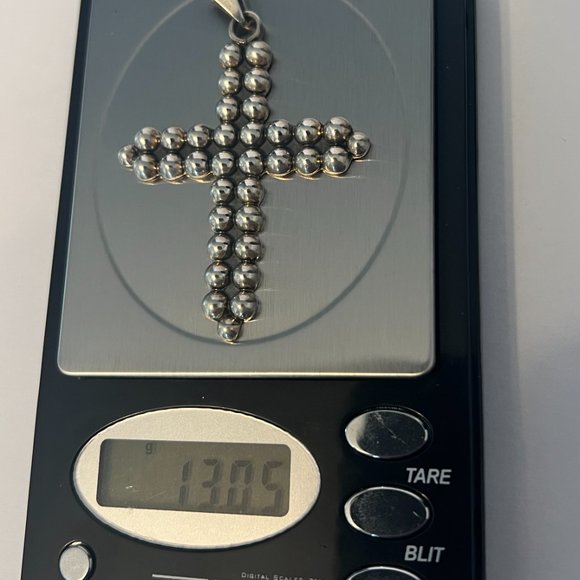 Retro Beaded Sterling Silver Cross Pendant from House of Bangles made in Mexico - Picture 4 of 5